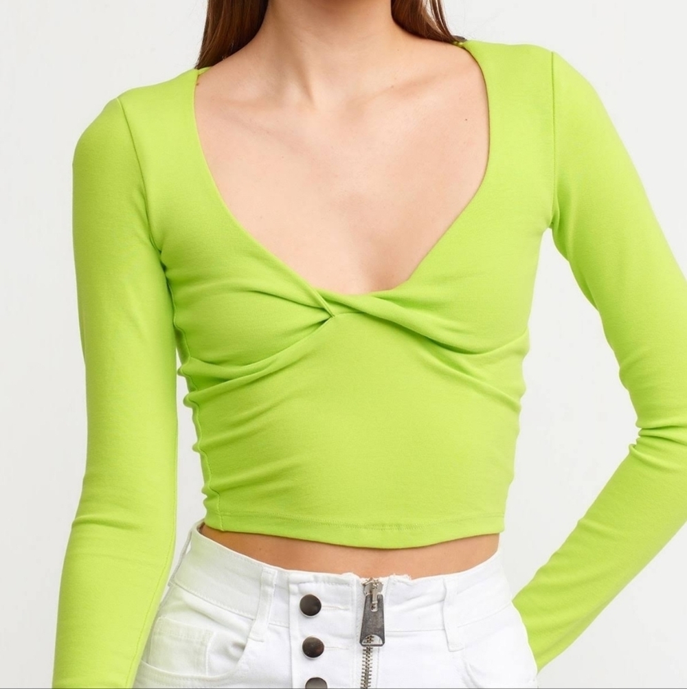 Zara green cropped top women's Small